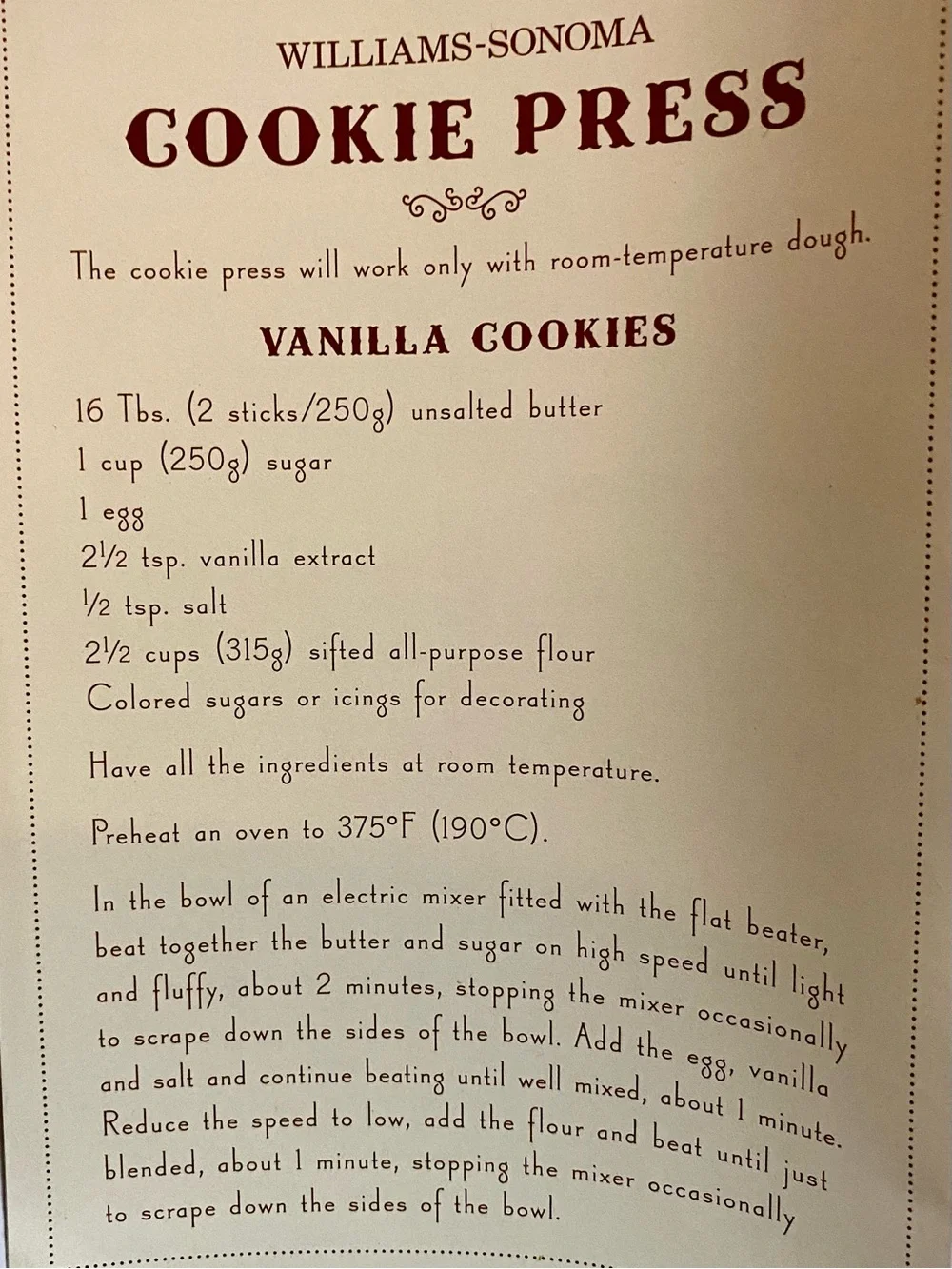 Williams Sonoma estate sale